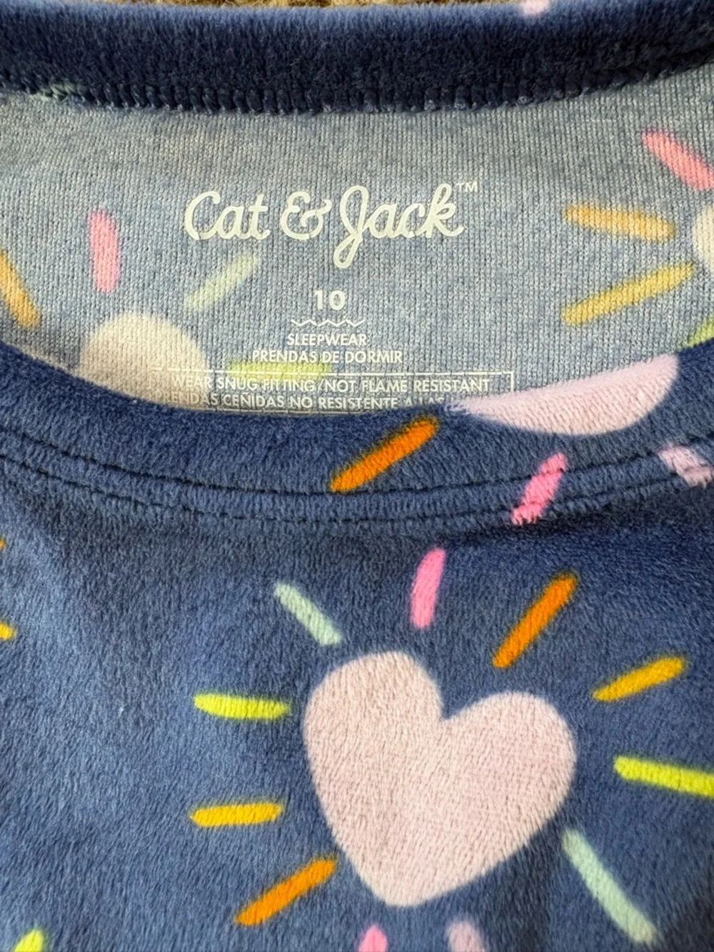 Cat & Jack Navy Heart Sunburst Fleece Pajama Set